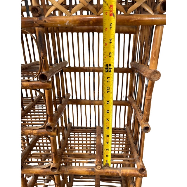 Vintage Bamboo Pagoda Standing Etagere / Bar Display Shelf, Wine Rack, Tiki Display Shelf For Sale - Image 10 of 12