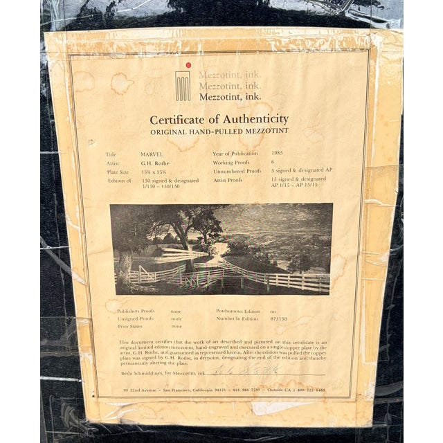 Late 20th Century G. H. Rothe "Marvel" Limited Edition Mezzotint Landscape - Framed For Sale In Kansas City - Image 6 of 6