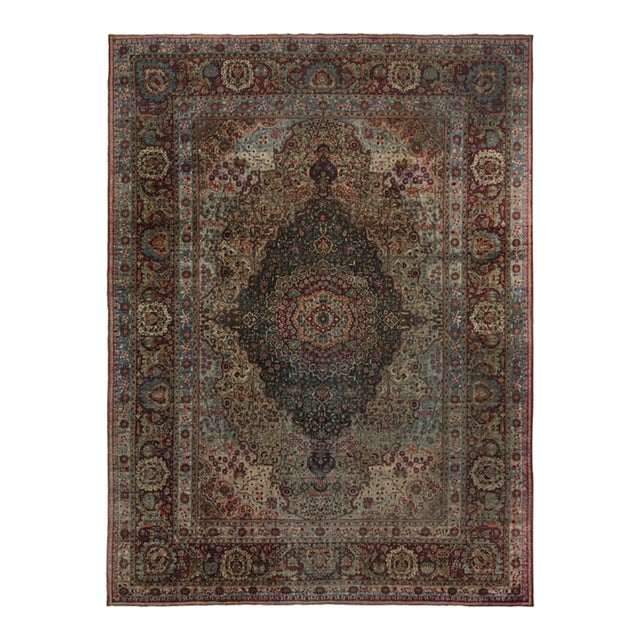 Late 18th Century Antique Persian Mohtashem Kashan Rug With Floral Medallions, From Rug & Kilim For Sale