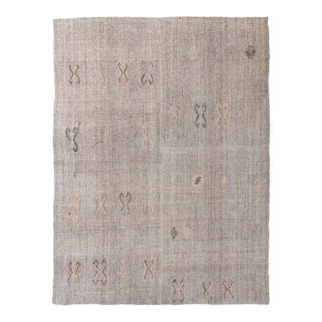 Vintage Gray Modern Kilim Rug - 6`5″ X 8`1″ For Sale