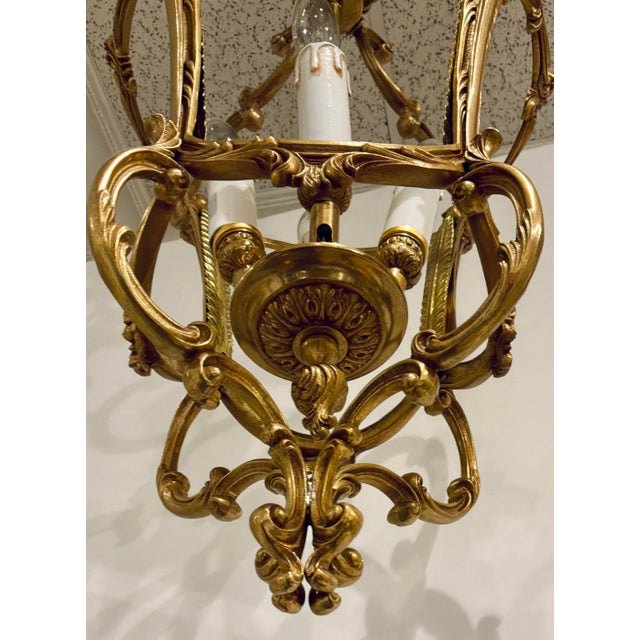 French Myran Allan Luxury Lighting French Louis XV Bronze Dore Lantern For Sale - Image 3 of 7