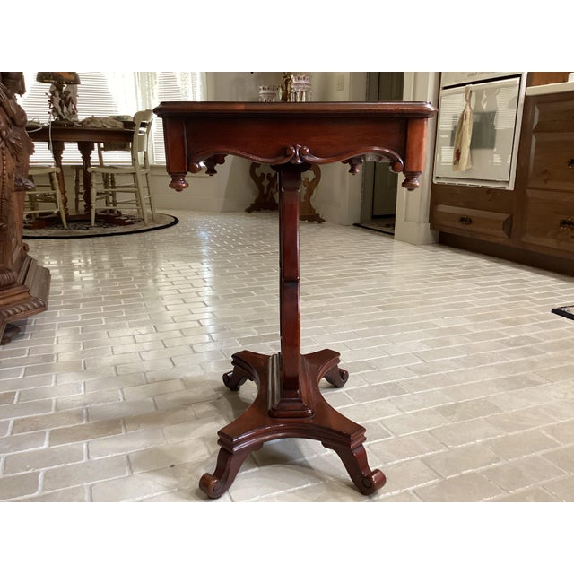 Antique Solid Mahogany Harp Art Nouveau Table Usa Pretty For Sale In South Bend - Image 6 of 14