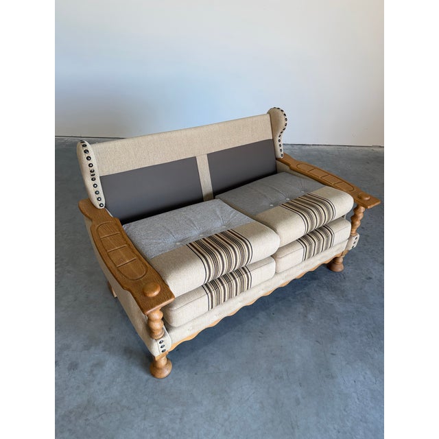 Mid Century Danish Brutalist Henning Kjaernulf Oak Loveseat, Attributed For Sale - Image 11 of 13