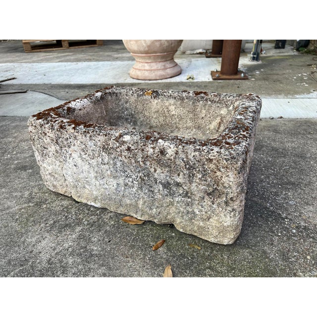 Stone Diminutive Antique French Hand Carved Stone Trough Planter From Provence For Sale - Image 7 of 8