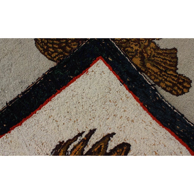 Tan Creams and Gold, Tan Antique American Hooked Rug With a Bald Eagle on a Tree 2'7"x3'1" For Sale - Image 8 of 8