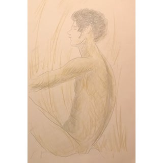 1990s James Bone Seated Male Nude Drawing For Sale