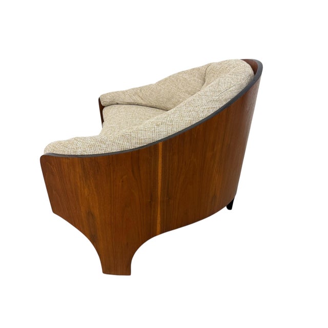 Mid-Century Modern Henry Glass Intimate Island Walnut Lounge Chairs - Set of 2 For Sale - Image 9 of 13