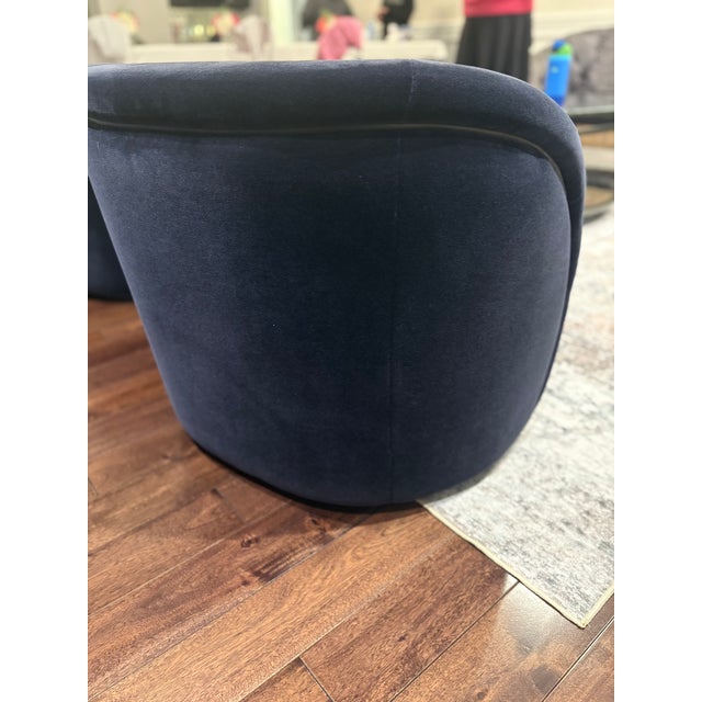 Textile Laurrey Swivel Chair - Navy For Sale - Image 7 of 10