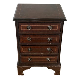 Art Deco Style Inlaid Wood 4-Drawer Small Chest / Nightstand For Sale