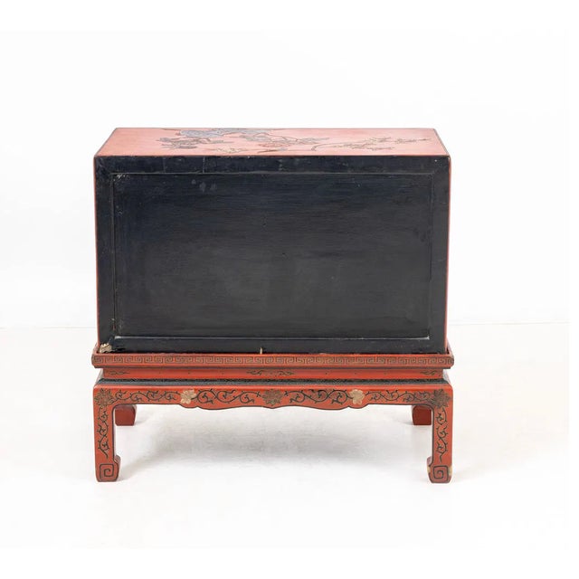 Antique Chinese Red Lacquer Painted Cabinet on Stand, Late Qing Dynasty, Circa 1880–1920 For Sale In New York - Image 6 of 8