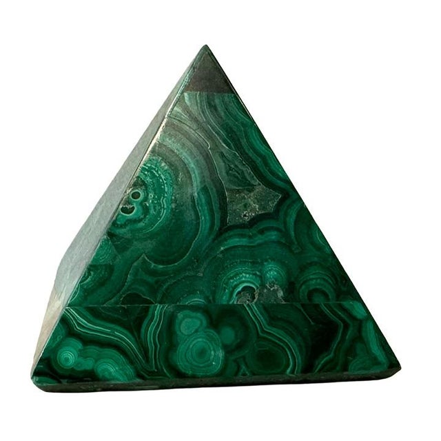 Contemporary Late 20th Century Malachite Pyramid Paperweight For Sale - Image 3 of 6