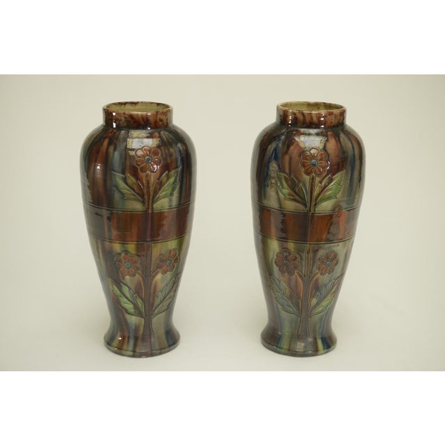 Slip Vases from the Early 20th Century Stamped Belgium 158, 1890s, Set of 2, in Very Good conditions. Designed 1890 to 1919