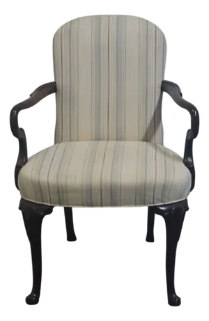 Hickory Chair Co. Traditional Style Solid Mahogany Cream / Off White Upholstered Accent Arm Chair 1875-11