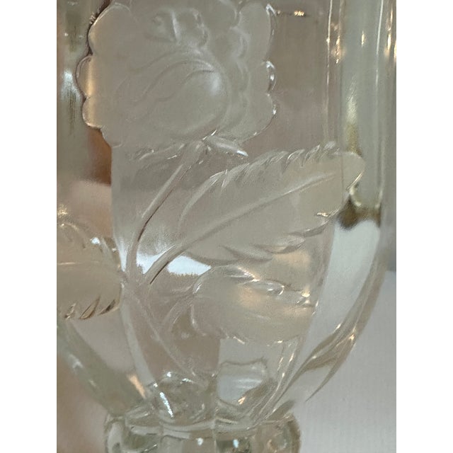 1970s Imperlux Bohemia Czechoslovakia Handcut Crystal Vase With Frosted Rose Etched For Sale - Image 11 of 14