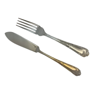 1980s Silver Set of 12 Pair Fish Eaters, Fish Forks & Fish Knives, La Regence