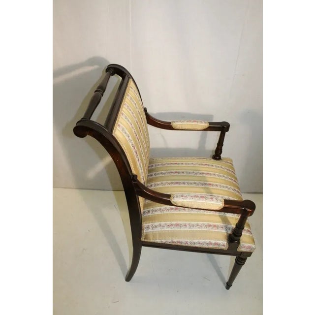 Brown Early 20th Century Set of 6 Regency Style Maple Dining Room Chairs, New Upholstery For Sale - Image 8 of 8
