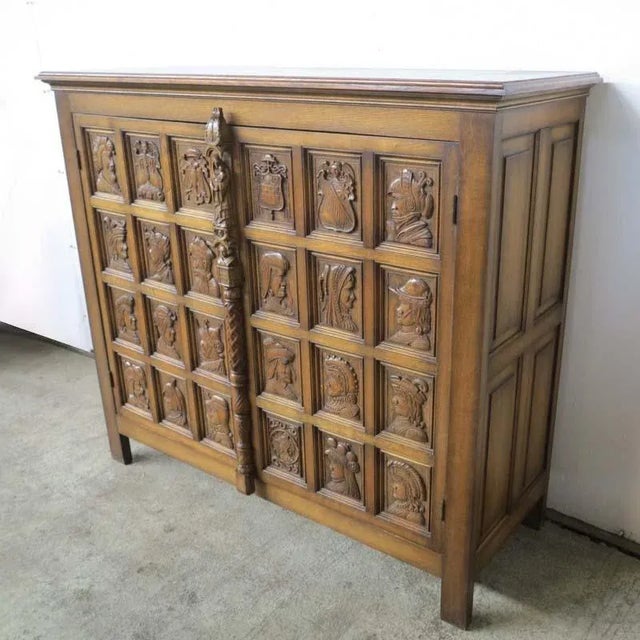 Vintage Carved Buffet, 1950s For Sale - Image 3 of 15