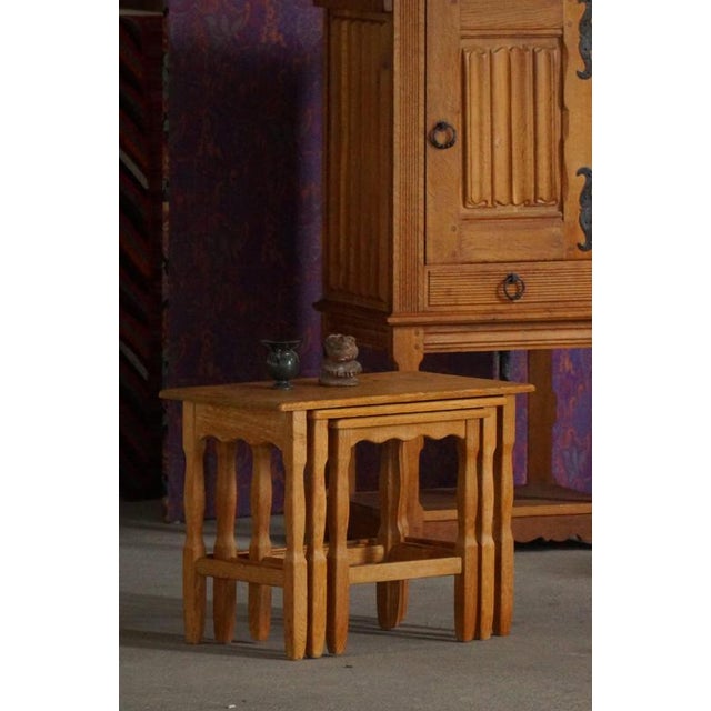 Mid-Century Modern Danish Nesting Tables in Oak, 1960s, Set of 3 For Sale - Image 9 of 14