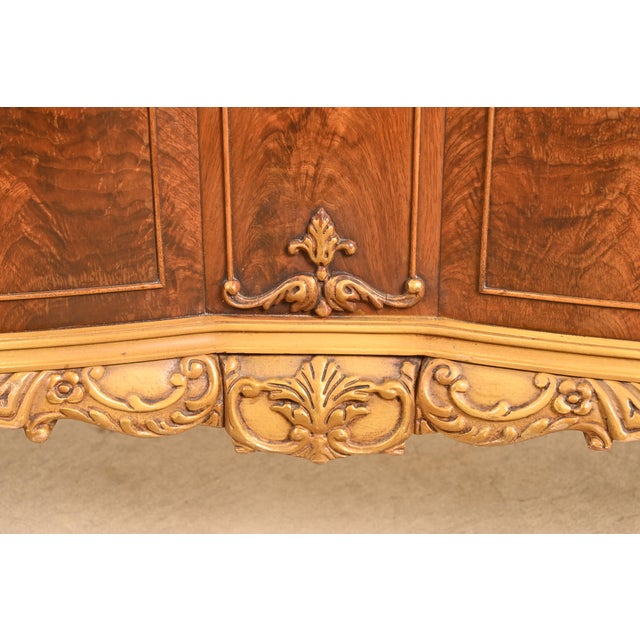 Brown Romweber French Provincial Louis XV Flame Mahogany and Parcel Painted Full Size Bed, Circa 1920s For Sale - Image 8 of 11