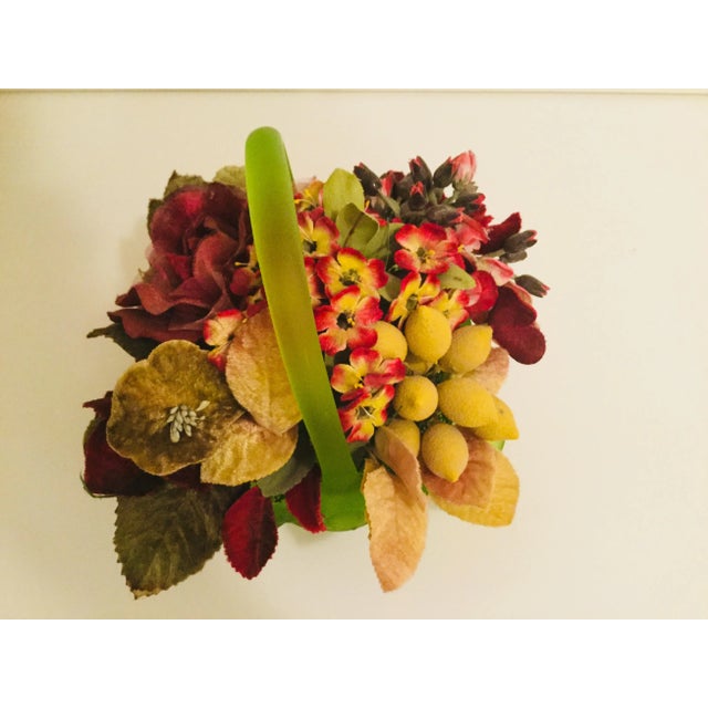 Bright Green Vintage Flower Basket For Sale - Image 4 of 6