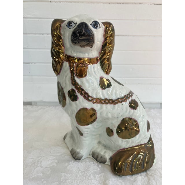 Wonderful example of Victorian era earthenware ceramic Mantel or Fireplace Dog. Made in Staffordshire, England These...