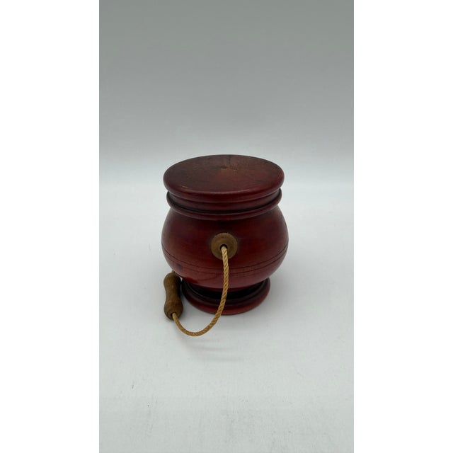Wood A Fine Antique Pennsylvania Red Painted Turned Folk Art Treenware Container, Circa 1910's For Sale - Image 7 of 12