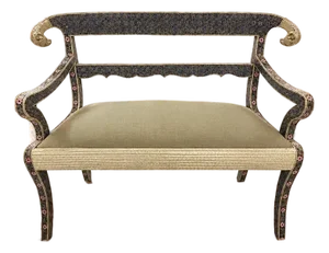 Vintage Cloisonne Moroccan Metal Rams Head 2 Seater Love Seat Settee