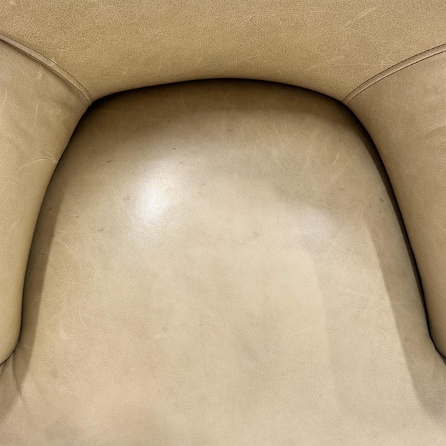 Vintage Designer Leather English Roll Arm Club Chair With Modern Wingback Silhouette For Sale - Image 9 of 12