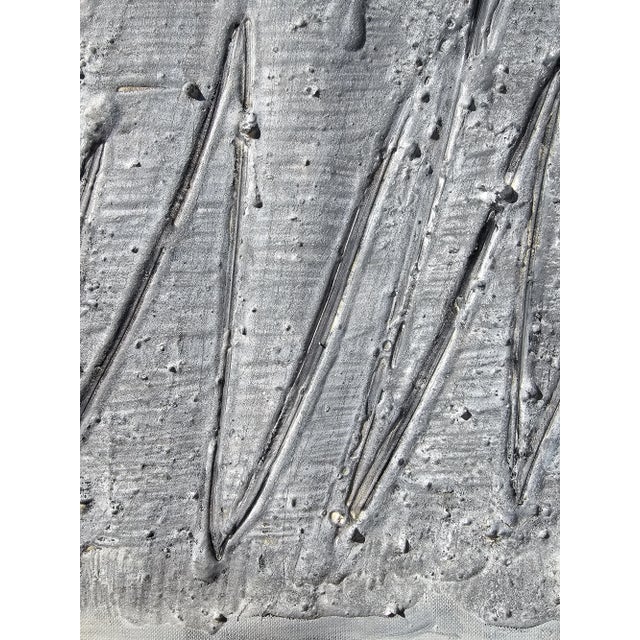 "Writing (20)" Framed Neutral Palette Oil Painting For Sale - Image 9 of 12