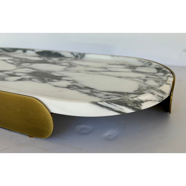 Modern Revelation Modern Brass and Arabescato Marble Lozenge Tray For Sale - Image 3 of 5