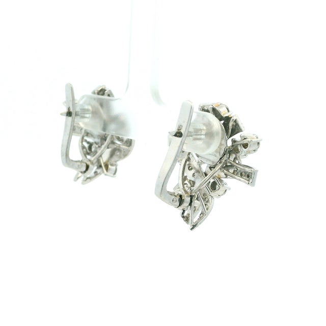 Art Deco Platinum and 3.00 Carat Diamond Spray Earrings, Pair For Sale - Image 4 of 13