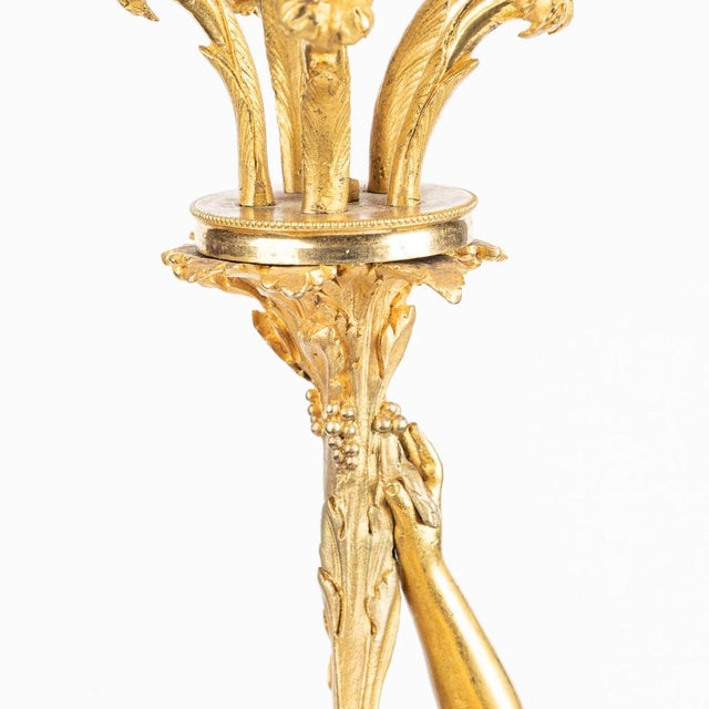 Late 19th Century Antique French Louis XVI Style Ormolu 5-Light Candelabras, 1880s, Set of 2 For Sale - Image 5 of 18
