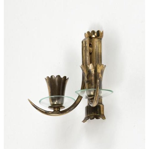Mid-Century Sconces in Brass and Glass in the style of Gio Ponti, Italy, 1950s For Sale - Image 12 of 17