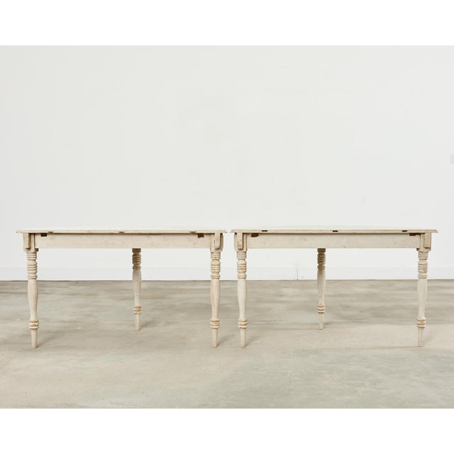 Pair of Swedish Gustavian Style Painted Pine Demilune Consoles For Sale - Image 18 of 18