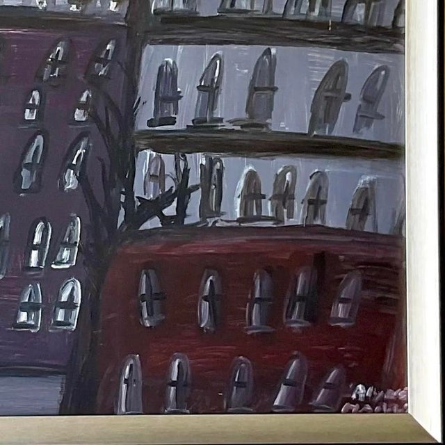 Charcoal Vintage Boho Original Abstract Expressionism Oil Painting on Canvas For Sale - Image 8 of 15