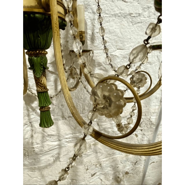 Glass Antique Neoclassical / Empire Revival Chandelier 6 Arm Wheat Design For Sale - Image 7 of 7