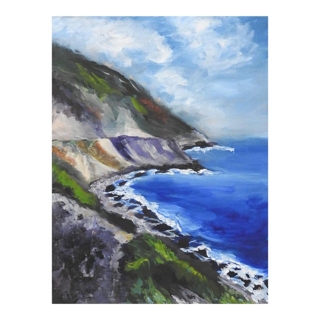 Late 20th Century Sea Coast Landscape Painting For Sale