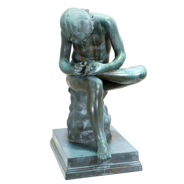 Figurative Mid 19th Century Boy With Thorn Spinario Classical Bronze Sculpture For Sale - Image 3 of 13