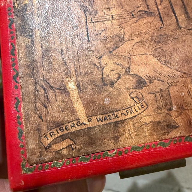 Vintage Red Leather Box Triberger Wasserfälle Germany For Sale - Image 14 of 18