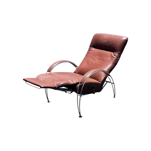 1980s Postmodern Mocha Leather Billie Lafer Reclining Lounge Chair For Sale In Naples, FL - Image 6 of 13