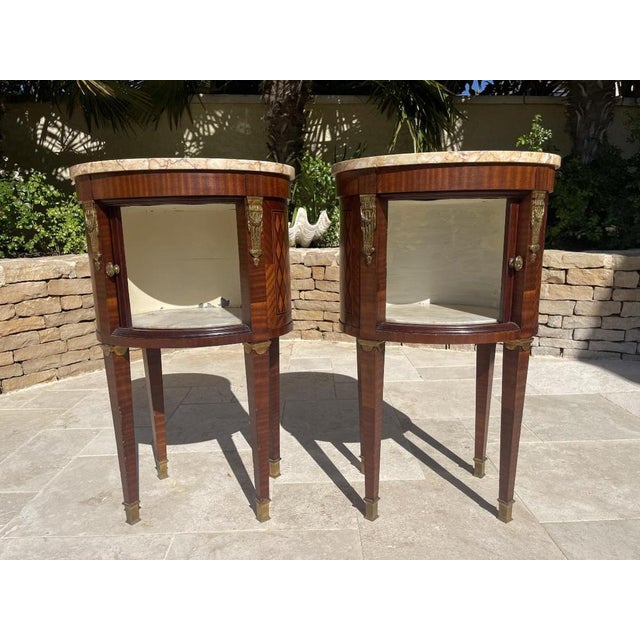 Louis XVI Style Tambour Bedside Tables, Set of 2 For Sale - Image 12 of 13