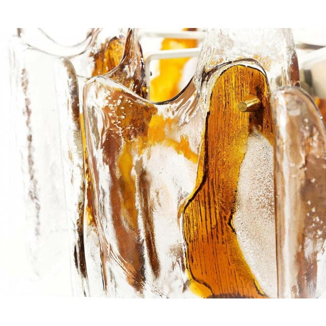 Hand-Blown Orange and Clear Murano Glass Chandelier attributed to Egon Hillebrand for Hille, 1970s For Sale - Image 4 of 8