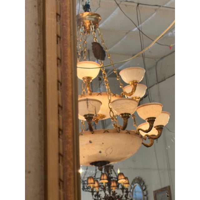19th Century Antique 19th-Century French Louis XVI Style Painted & Gilded Trumeau Mirror For Sale - Image 5 of 7