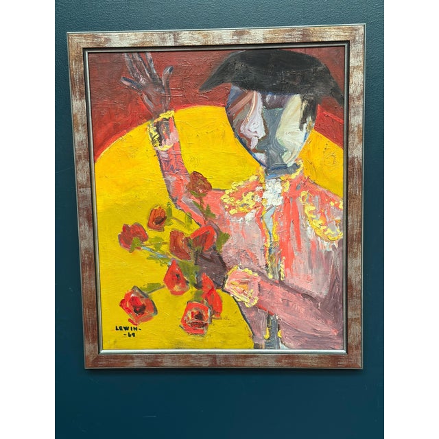 Original Swedish Oil on Canvas – “Matador” by Gösta Lewin (1920–2016) – Signed & Dated 1969 – Vintage & Framed – 71.5 ×...