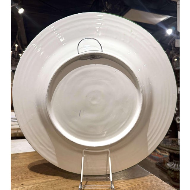 Green Mid-Century Italian Deruta Style Hand-Painted Faience Harvest Charger For Sale - Image 8 of 10
