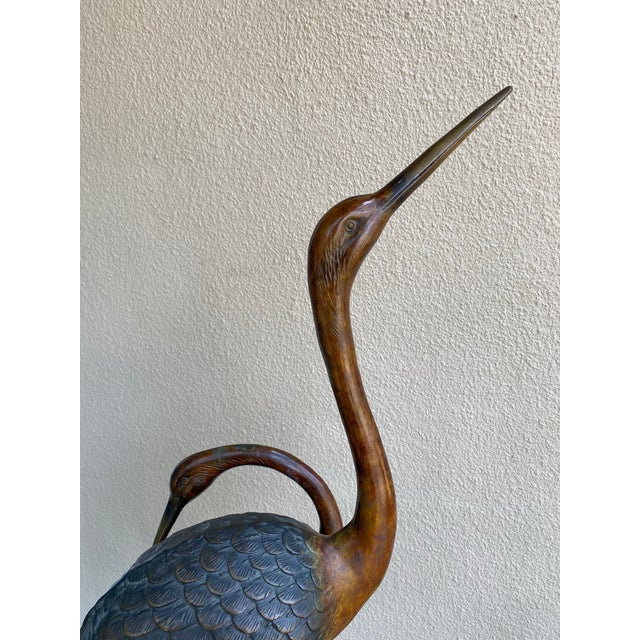 1990s Fabulous 5’ Bronze Crane Pair For Sale - Image 4 of 7