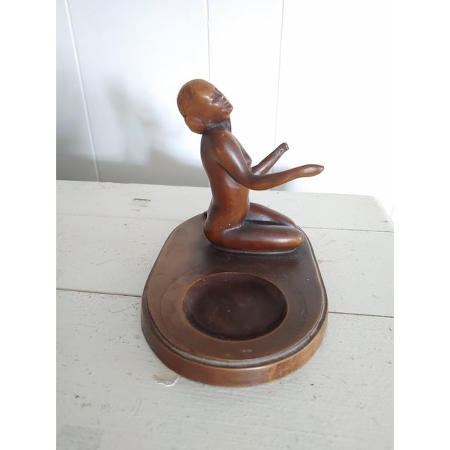 Art Deco 1920s Art Deco Frankart Style Bronzed Spelter Nude Tray For Sale - Image 3 of 7