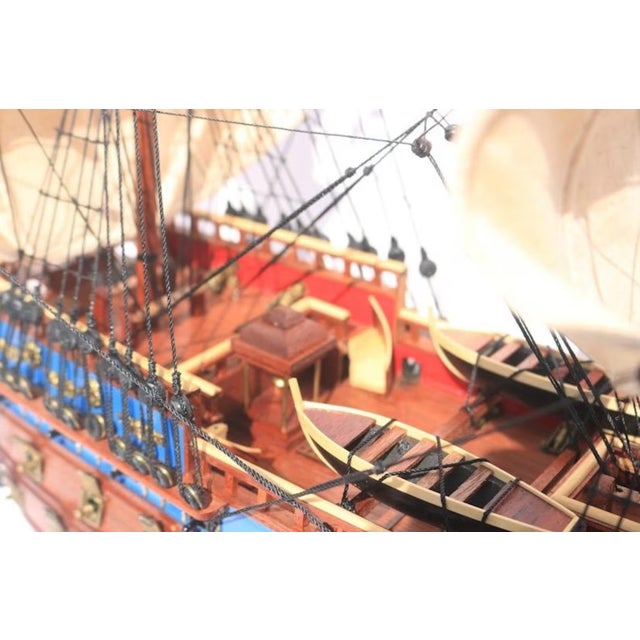Exquisite Handcrafted Wooden Ship Model – Luxury Nautical Home Decor Statement Piece for Modern Interiors For Sale - Image 12 of 13