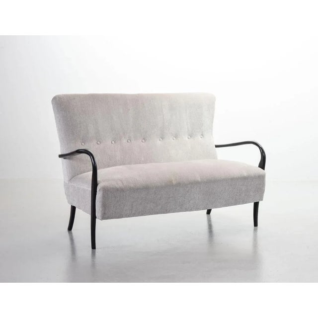 2-Seater Sofa in Grey Silver Fabric by Guglielmo Ulrich, 1950s For Sale - Image 10 of 18