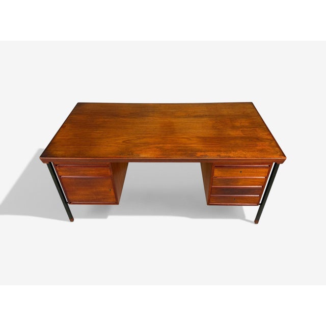 Peter Hvidt & Orla Mølgaard-Nielsen, Executive Desk, Teak, Steel, Denmark, 1959 For Sale - Image 10 of 17